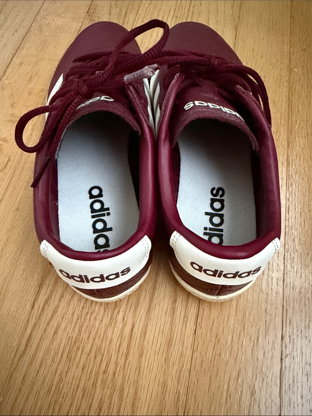 Adidas Burgundy & White Low-Top Leather Sneakers - Picture 4 of 5